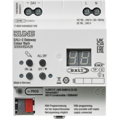 JUNG JG 30064 1S DA2R - KNX DALI-2 Gateway Color 1-Velocidad - REG - Seguro JUNG JG 30064 1S DA2R - KNX DALI-2 Gateway Color 1-Velocidad - REG - Seguro