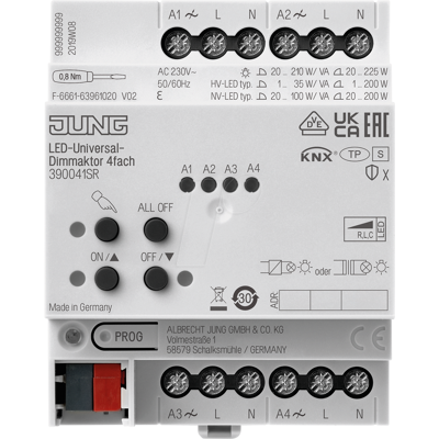 JUNG JG 39004 1S R - KNX led actuador universal de atenuación 4 veces, seguro JUNG JG 39004 1S R - KNX led actuador universal de atenuación 4 veces, seguro