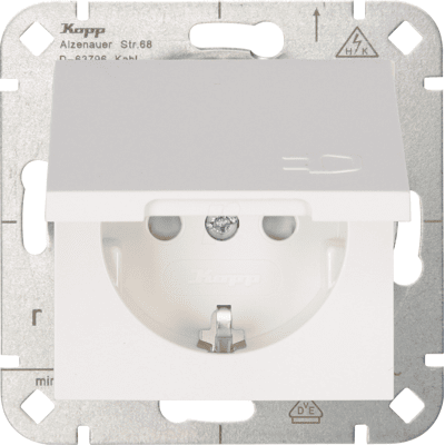 KOPP EL KO 940129002 - Toma de corriente empotrada con tapa abatible, HK07, blanco puro KOPP EL KO 940129002 - Toma de corriente empotrada con tapa abatible, HK07, blanco puro