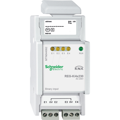 Schneider Electric MTN644992 - Entrada binaria de 4 canales - KNX, Gris claro Schneider Electric MTN644992 - Entrada binaria de 4 canales - KNX, Gris claro