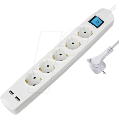 Maxtrack NV58-5WL Regleta, 5 tomas, USB, blanca Maxtrack NV58-5WL Regleta, 5 tomas, USB, blanca