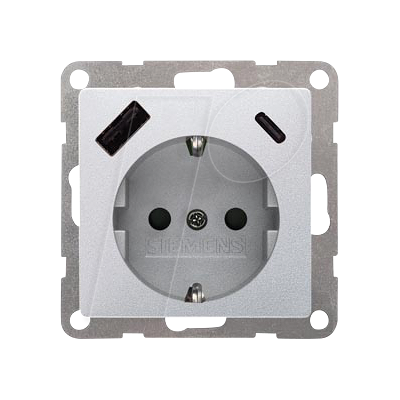 SIEMENS SIE 5UB19701AM01 - I-System, con dos puertos de carga USB Aluminio metálico SIEMENS SIE 5UB19701AM01 - I-System, con dos puertos de carga USB Aluminio metálico