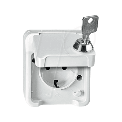 MERTEN EL ME 24228029 - Aquastar, toma de corriente, simple, se puede cerrar, gris claro MERTEN EL ME 24228029 - Aquastar, toma de corriente, simple, se puede cerrar, gris claro