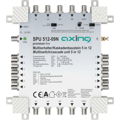 AXING SAT SPU512-09N - Multi-switch, 5 / 12, línea premium AXING SAT SPU512-09N - Multi-switch, 5 / 12, línea premium