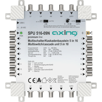 AXING SAT SPU516-09N - Multi-switch, 5 / 16, línea premium AXING SAT SPU516-09N - Multi-switch, 5 / 16, línea premium
