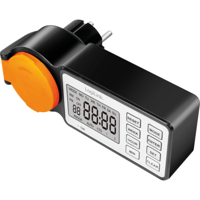 LOGILINK ET0016 - Temporizador exterior, pantalla LCD, IP44, 3600 W, negro/naranja LOGILINK ET0016 - Temporizador exterior, pantalla LCD, IP44, 3600 W, negro/naranja