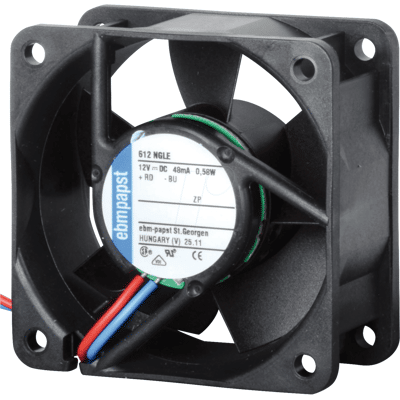 EBM-PAPST - PAPST 612 NGLE - 60x60x25 mm - 12 V DC - Ventilador EBM-PAPST - PAPST 612 NGLE - 60x60x25 mm - 12 V DC - Ventilador