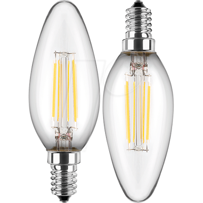 BLULAXA 49060 - Lámpara de filamento LED C35 E14, paquete doble de 4,5 W BLULAXA 49060 - Lámpara de filamento LED C35 E14, paquete doble de 4,5 W