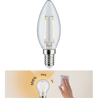 PAULMANN PLM 28572 - Lámpara de filamento LED E14, 2,5 W, 250 lm, 2700 K, regu PAULMANN PLM 28572 - Lámpara de filamento LED E14, 2,5 W, 250 lm, 2700 K, regu