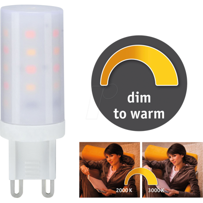 PAULMANN PLM 28819 - Lámpara LED G9, 4 W, 270 lm, 2000 K, regulable PAULMANN PLM 28819 - Lámpara LED G9, 4 W, 270 lm, 2000 K, regulable