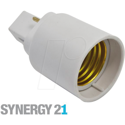 SYNERGY 21 SYN 91248 - Adaptador de zócalo, G24 a E27, plástico, blanco SYNERGY 21 SYN 91248 - Adaptador de zócalo, G24 a E27, plástico, blanco