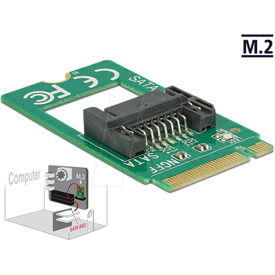 DELOCK 62876 - Adaptador M.2 Key B macho > SATA 7 pin DELOCK 62876 - Adaptador M.2 Key B macho > SATA 7 pin