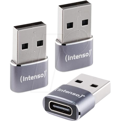 INTENSO 7600013 - Adaptador USB C480A A macho > C hembra, juego de 3 INTENSO 7600013 - Adaptador USB C480A A macho > C hembra, juego de 3