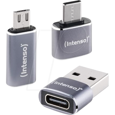 INTENSO 7600913 - Adaptador USB MIX480 para USB-C, USB-A y microUSB, juego de 3 INTENSO 7600913 - Adaptador USB MIX480 para USB-C, USB-A y microUSB, juego de 3