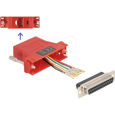 DELOCK 67118 - D-Sub de 25 polos > hembra RJ45 Juego de montaje, rojo DELOCK 67118 - D-Sub de 25 polos > hembra RJ45 Juego de montaje, rojo