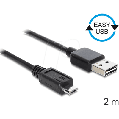 DELOCK 83367 - Cable USB 2.0, conector macho A EASY a conector Micro B, 2 m DELOCK 83367 - Cable USB 2.0, conector macho A EASY a conector Micro B, 2 m