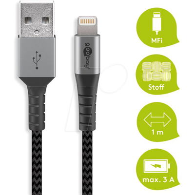 GOOBAY 49268 - Cable de carga y sincronización, USB-A > Lightning, 1,0 m GOOBAY 49268 - Cable de carga y sincronización, USB-A > Lightning, 1,0 m
