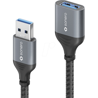 SONERO SON SPC-U055-015 - USB 3.0 cable, A plug to socket, textile, 1.5 m SONERO SON SPC-U055-015 - USB 3.0 cable, A plug to socket, textile, 1.5 m
