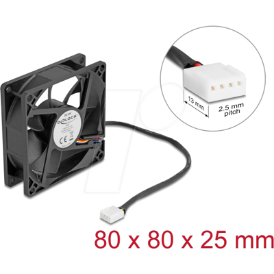 DELOCK 67296 - Ventilador axial de 12 V de corriente continua, 80 x 80 x 25 mm DELOCK 67296 - Ventilador axial de 12 V de corriente continua, 80 x 80 x 25 mm