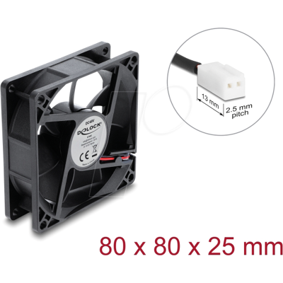 DELOCK 67446 - Ventilador axial 48 V DC, 80 x 80 x 25 mm, conector de 2 pines DELOCK 67446 - Ventilador axial 48 V DC, 80 x 80 x 25 mm, conector de 2 pines