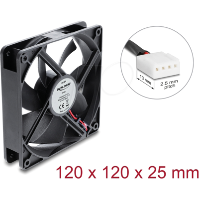 DELOCK 67453 - Ventilador axial 48 V DC, 120 x 120 x 25 mm, conector PWM de 4 p DELOCK 67453 - Ventilador axial 48 V DC, 120 x 120 x 25 mm, conector PWM de 4 p