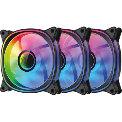 LCCF120ARGBKITB - Juego de ventilador LC POWER ARGB de 3, 120 mm, negro, con buje LCCF120ARGBKITB - Juego de ventilador LC POWER ARGB de 3, 120 mm, negro, con buje