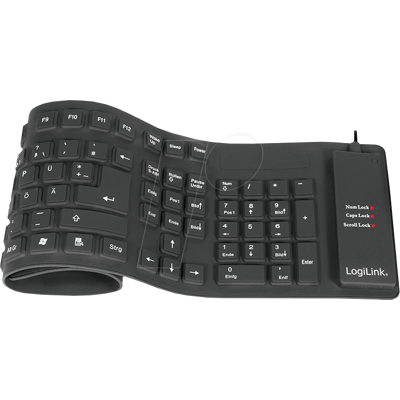 LOGILINK ID0019A - Teclado, USB + PS/2, flexible, negro LOGILINK ID0019A - Teclado, USB + PS/2, flexible, negro