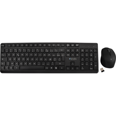 V7 Juego de teclado y ratón inalámbricos negros - AZERTY Francia V7 Juego de teclado y ratón inalámbricos negros - AZERTY Francia