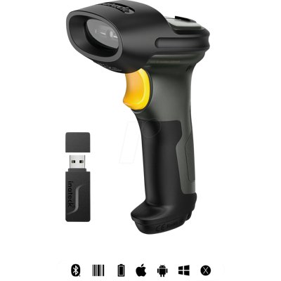 INATECK P7GR - Escáner de código de barras, 1D, Bluetooth/Wireless/USB, P7 INATECK P7GR - Escáner de código de barras, 1D, Bluetooth/Wireless/USB, P7