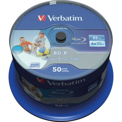 VERBATIM 43812 - BD-R SL Datalife, 25GB, 6x, imprimible, 50 husillo VERBATIM 43812 - BD-R SL Datalife, 25GB, 6x, imprimible, 50 husillo