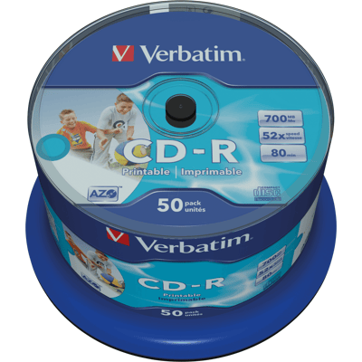 VERBATIM 43438 - CD-R Verbatim 700 MB/80 min, 50 unidades, imprimible VERBATIM 43438 - CD-R Verbatim 700 MB/80 min, 50 unidades, imprimible