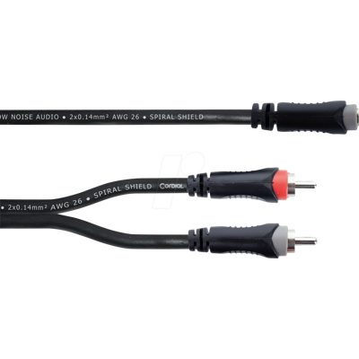Cordial 14889 Cable Adaptador Y de Audio Estéreo - 0,30 m, Negro Cordial 14889 Cable Adaptador Y de Audio Estéreo - 0,30 m, Negro
