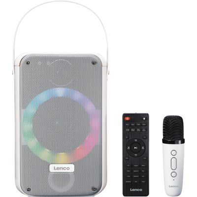 LENCO BTC-060 - Altavoz, Bluetooth, función de Karaoke, blanco LENCO BTC-060 - Altavoz, Bluetooth, función de Karaoke, blanco