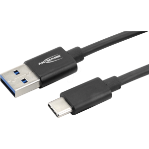 ANSMANN ANS 1700-0081 - Cable de datos/carga conector USB a > USB-C, negro, 2 m ANSMANN ANS 1700-0081 - Cable de datos/carga conector USB a > USB-C, negro, 2 m