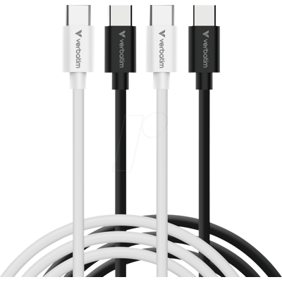 VERBATIM 32391 - Cable de sincronización y carga, USB-C, 60 W, 1 m, paquete de 2 VERBATIM 32391 - Cable de sincronización y carga, USB-C, 60 W, 1 m, paquete de 2