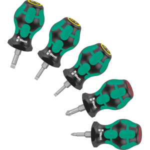 WERA 05008870001 - Juego de destornilladores Stubby Set 1, mixto, 5 piezas WERA 05008870001 - Juego de destornilladores Stubby Set 1, mixto, 5 piezas