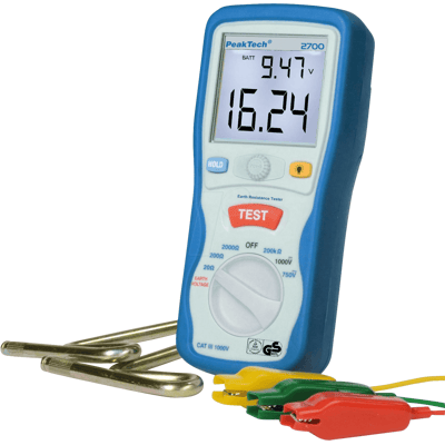PEAKTECH 2700-2 - Comprobador de resistencia a tierra, 2000 recuentos, 20 – PEAKTECH 2700-2 - Comprobador de resistencia a tierra, 2000 recuentos, 20 –