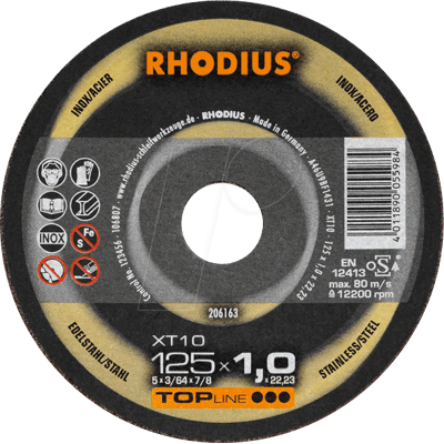 Rhodius Modelo 206162 - Disco de corte de acero inoxidable - 115mm Rhodius Modelo 206162 - Disco de corte de acero inoxidable - 115mm