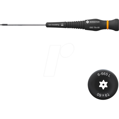 Destornillador TORX T 9 Modelo Bernstein ESD - Precisión, Negro Destornillador TORX T 9 Modelo Bernstein ESD - Precisión, Negro