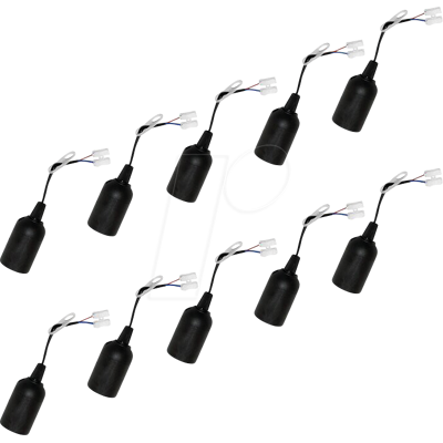 LEDMAXX LM 990027ST - Portalámpara, E27, péndulo, negro, paquete de 10 LEDMAXX LM 990027ST - Portalámpara, E27, péndulo, negro, paquete de 10