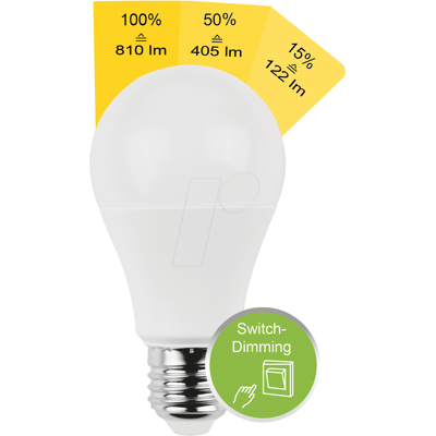 BLULAXA 49363 - Lámpara LED SMD a60 E27 8,8W de 810 lm interruptor WW DIM BLULAXA 49363 - Lámpara LED SMD a60 E27 8,8W de 810 lm interruptor WW DIM