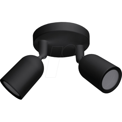 OPTONICA OPT 2024 - Luminaria de techo, GU10, redonda, giratoria, negra, 2 focos OPTONICA OPT 2024 - Luminaria de techo, GU10, redonda, giratoria, negra, 2 focos