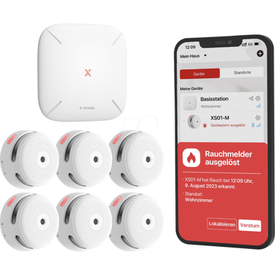 X-SENSE X-S FS61 - Detector de humos, radio RF, conectable en red, 6 unidades, con X-SENSE X-S FS61 - Detector de humos, radio RF, conectable en red, 6 unidades, con