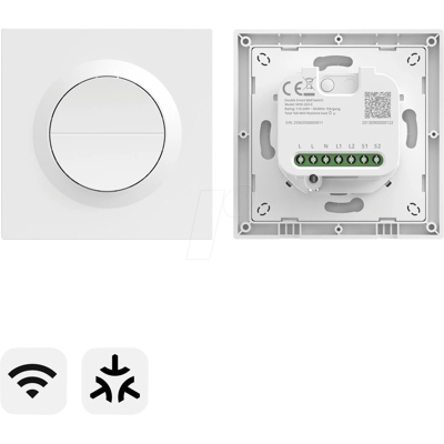 SONOFF SON MINI-2GS-E - Interruptor de pared de 2 canales, Matter a través de Wi-Fi SONOFF SON MINI-2GS-E - Interruptor de pared de 2 canales, Matter a través de Wi-Fi