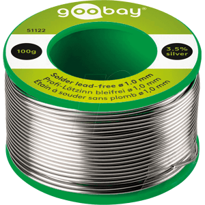 GOOBAY LZ FP BF 1,0 100 - Estaño para soldar sin plomo con contenido de plata y cob GOOBAY LZ FP BF 1,0 100 - Estaño para soldar sin plomo con contenido de plata y cob