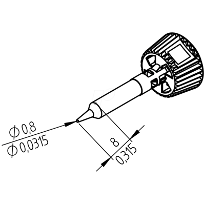 ERSA 0142PDLF08 - Punta para soldar ERSADUR, punta para lápiz de 0,8 mm ERSA 0142PDLF08 - Punta para soldar ERSADUR, punta para lápiz de 0,8 mm