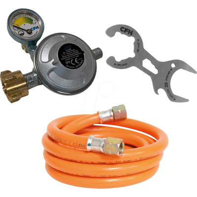 CFH 49404 - Reductor de presión 50 mbar, juego de 3 piezas para barba CFH 49404 - Reductor de presión 50 mbar, juego de 3 piezas para barba