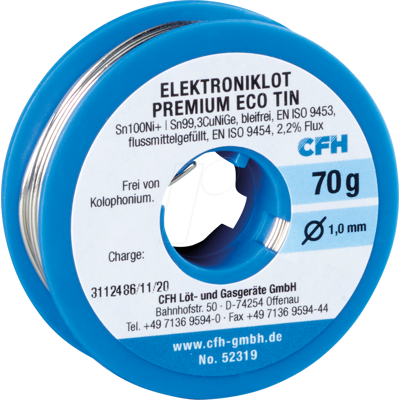 CFH 52319 - Soldadura electrónica ECO 319 sin plomo 70 g CFH 52319 - Soldadura electrónica ECO 319 sin plomo 70 g