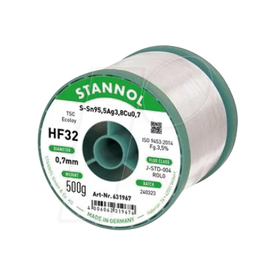 STANNOL STA HF32 TSC 0,3 - Soldadura HF32 sin plomo con contenido de plata y cobre, Ø 0,3 m STANNOL STA HF32 TSC 0,3 - Soldadura HF32 sin plomo con contenido de plata y cobre, Ø 0,3 m