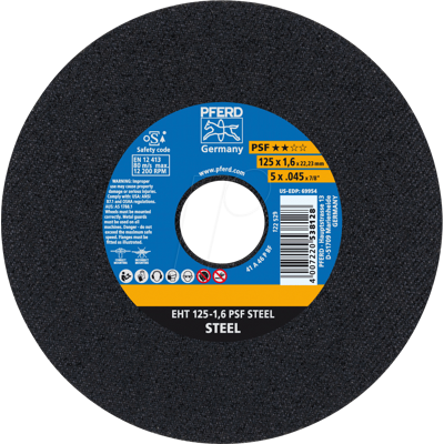 Disco de corte PFERD D125 22,23mm - Acero, Recto, 1,6mm - Discos de corte Disco de corte PFERD D125 22,23mm - Acero, Recto, 1,6mm - Discos de corte